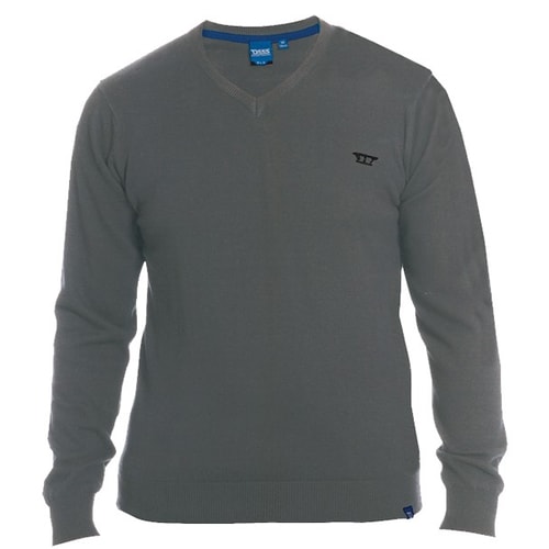 D555 Maltby Plain V-Neck Sweater Charcoal Marl
